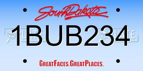 1BUB234 South Dakota License Plate