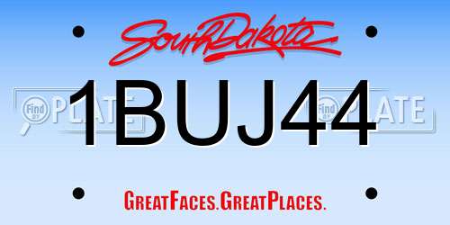 1BUJ44 South Dakota License Plate