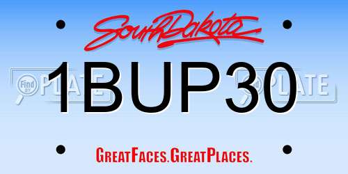 1BUP30 South Dakota License Plate