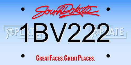 1BV222 South Dakota License Plate