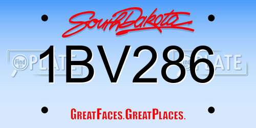 1BV286 South Dakota License Plate