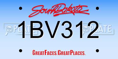1BV312 South Dakota License Plate