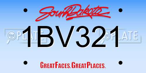 1BV321 South Dakota License Plate