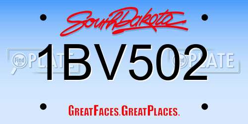 1BV502 South Dakota License Plate