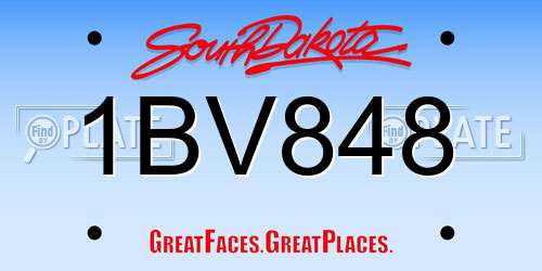 1BV848 South Dakota License Plate