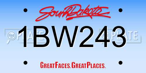 1BW243 South Dakota License Plate