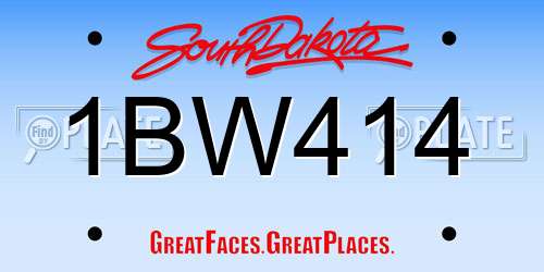 1BW414 South Dakota License Plate