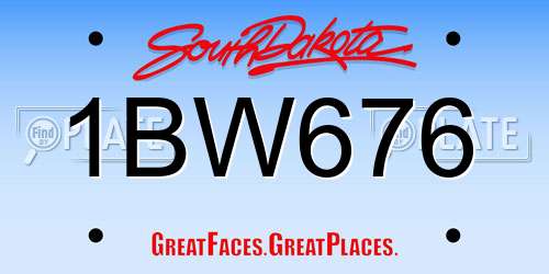 1BW676 South Dakota License Plate