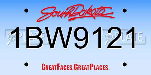 1BW9121 South Dakota License Plate