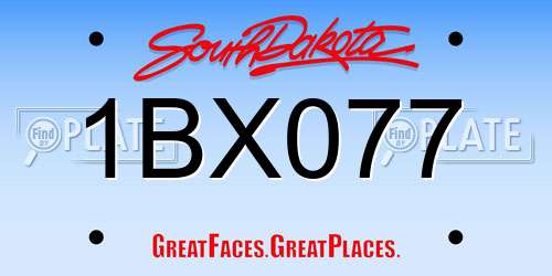 1BX077 South Dakota License Plate
