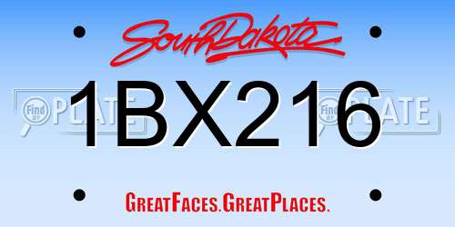 1BX216 South Dakota License Plate
