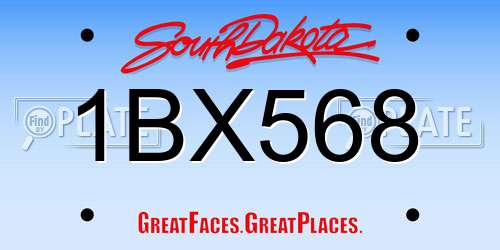 1BX568 South Dakota License Plate