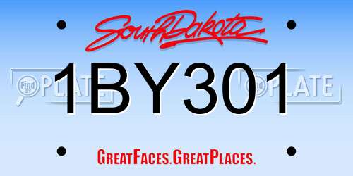 1BY301 South Dakota License Plate