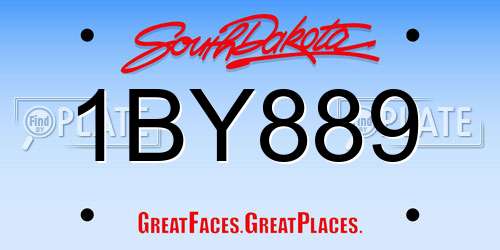 1BY889 South Dakota License Plate
