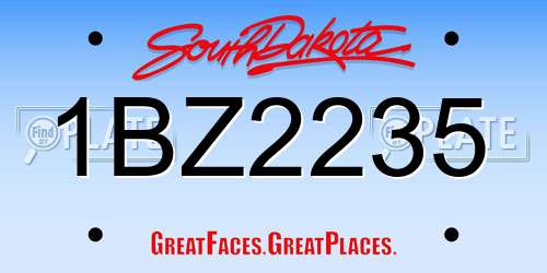 1BZ2235 South Dakota License Plate