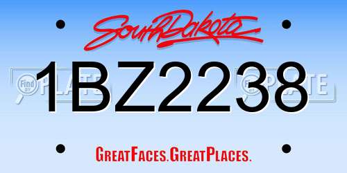 1BZ2238 South Dakota License Plate