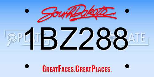 1BZ288 South Dakota License Plate