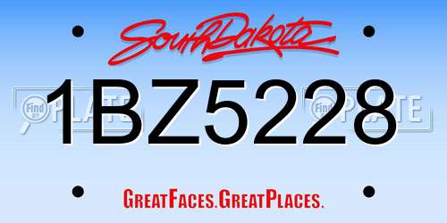 1BZ5228 South Dakota License Plate