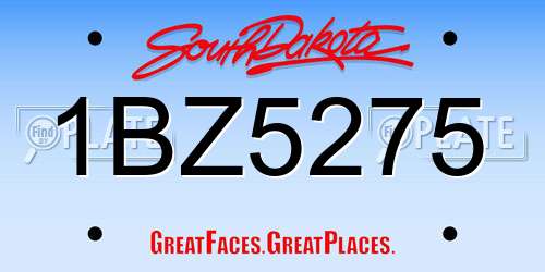 1BZ5275 South Dakota License Plate