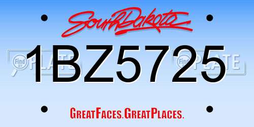 1BZ5725 South Dakota License Plate