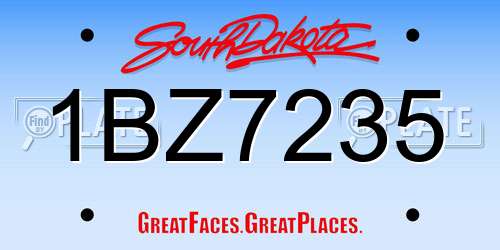 1BZ7235 South Dakota License Plate