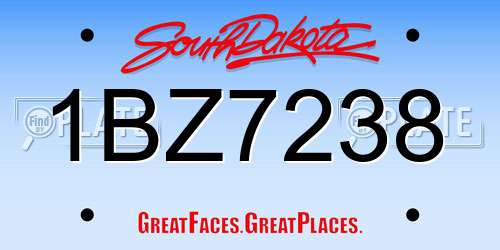 1BZ7238 South Dakota License Plate