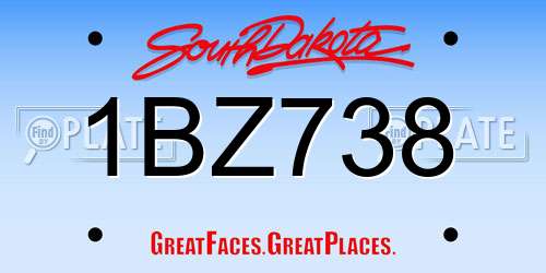 1BZ738 South Dakota License Plate