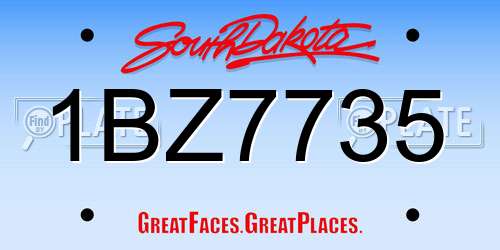 1BZ7735 South Dakota License Plate