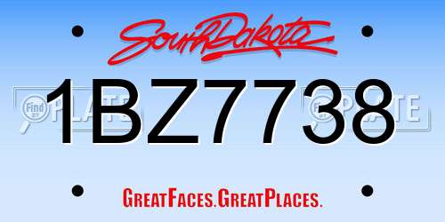 1BZ7738 South Dakota License Plate