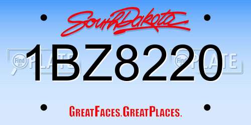 1BZ8220 South Dakota License Plate