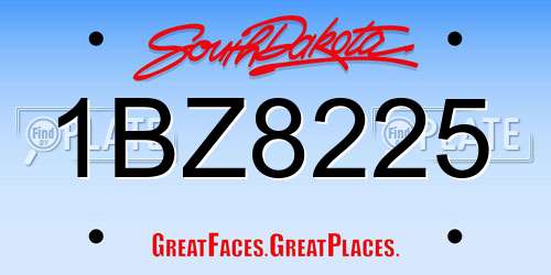 1BZ8225 South Dakota License Plate