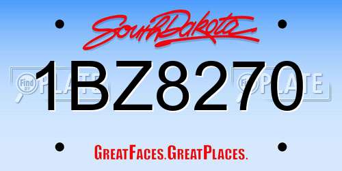 1BZ8270 South Dakota License Plate