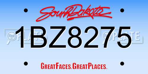 1BZ8275 South Dakota License Plate