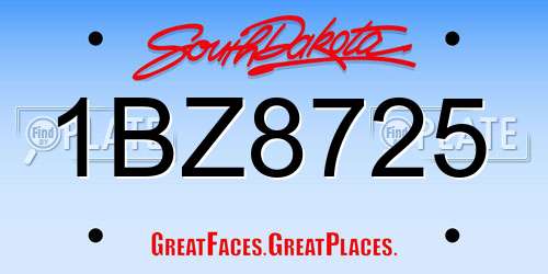 1BZ8725 South Dakota License Plate