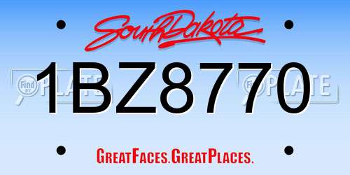 1BZ8770 South Dakota License Plate