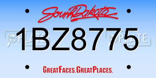 1BZ8775 South Dakota License Plate
