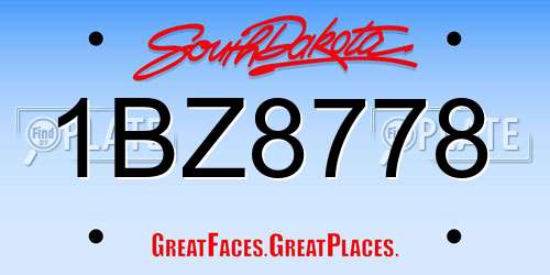 1BZ8778 South Dakota License Plate
