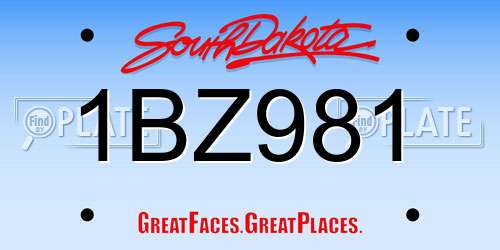 1BZ981 South Dakota License Plate