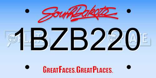 1BZB220 South Dakota License Plate