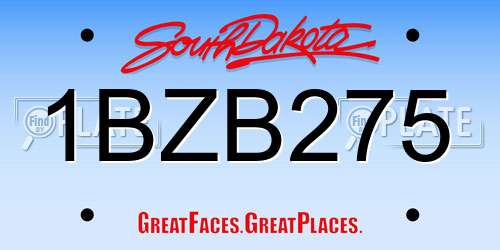 1BZB275 South Dakota License Plate