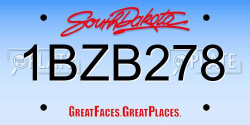 1BZB278 South Dakota License Plate
