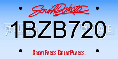 1BZB720 South Dakota License Plate