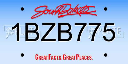 1BZB775 South Dakota License Plate