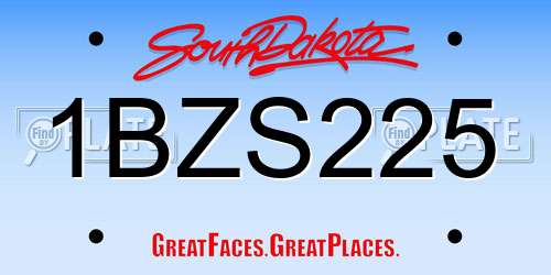 1BZS225 South Dakota License Plate