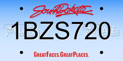 1BZS720 South Dakota License Plate