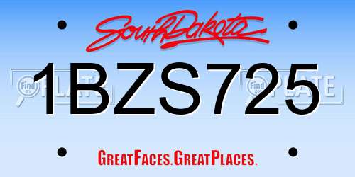 1BZS725 South Dakota License Plate