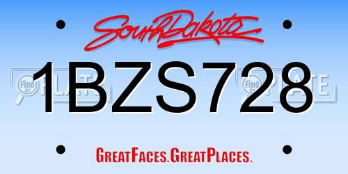 1BZS728 South Dakota License Plate