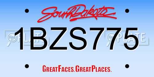 1BZS775 South Dakota License Plate