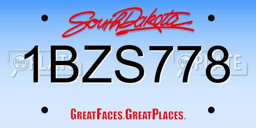1BZS778 South Dakota License Plate
