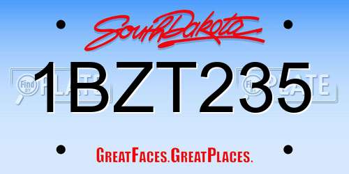 1BZT235 South Dakota License Plate